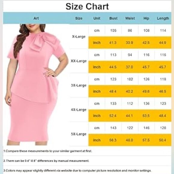 Elegant Strechy Peplum Bodycon Short Sleeve Work Dresses Bow Club Ruffle… - Picture 11 of 11